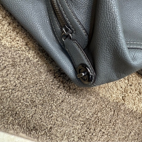 Dark Gray Leather Coach, New York Medium Shoulder Bag With  Coach Slate Gray Leather Shoulder Bag and Wallet